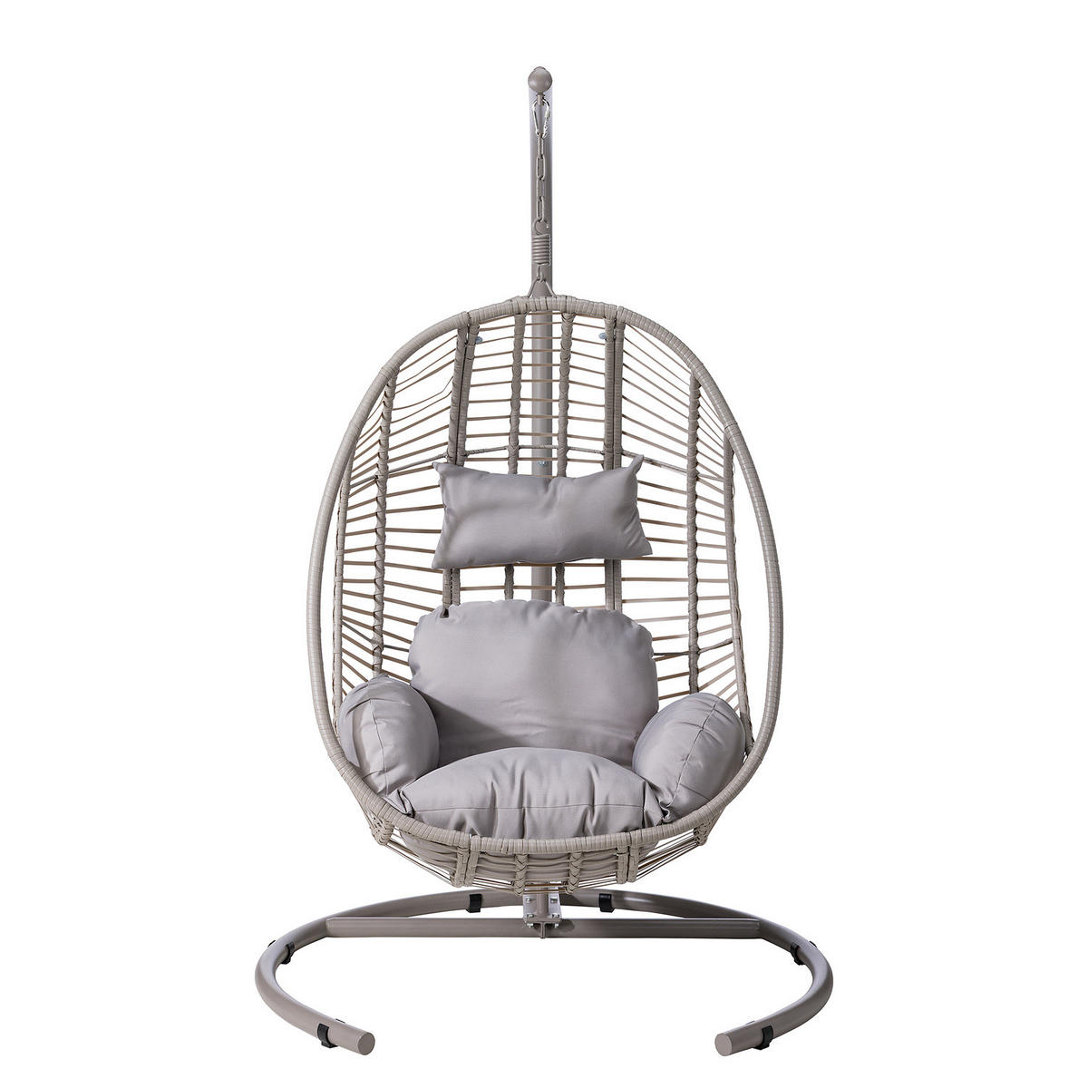 HÄNGESESSEL - Polyrattan / Stahl - Beige - Beige, Kunststoff/Textil (115/190/119cm) - home24