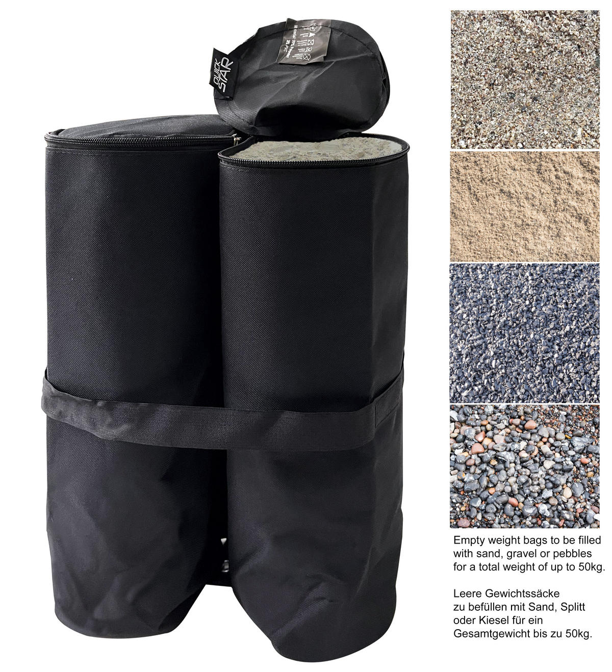 PAVILLON Fuss Gewichte 4er Set 26x13x46cm - Schwarz, Textil (26/46/13cm) - QUICK STAR