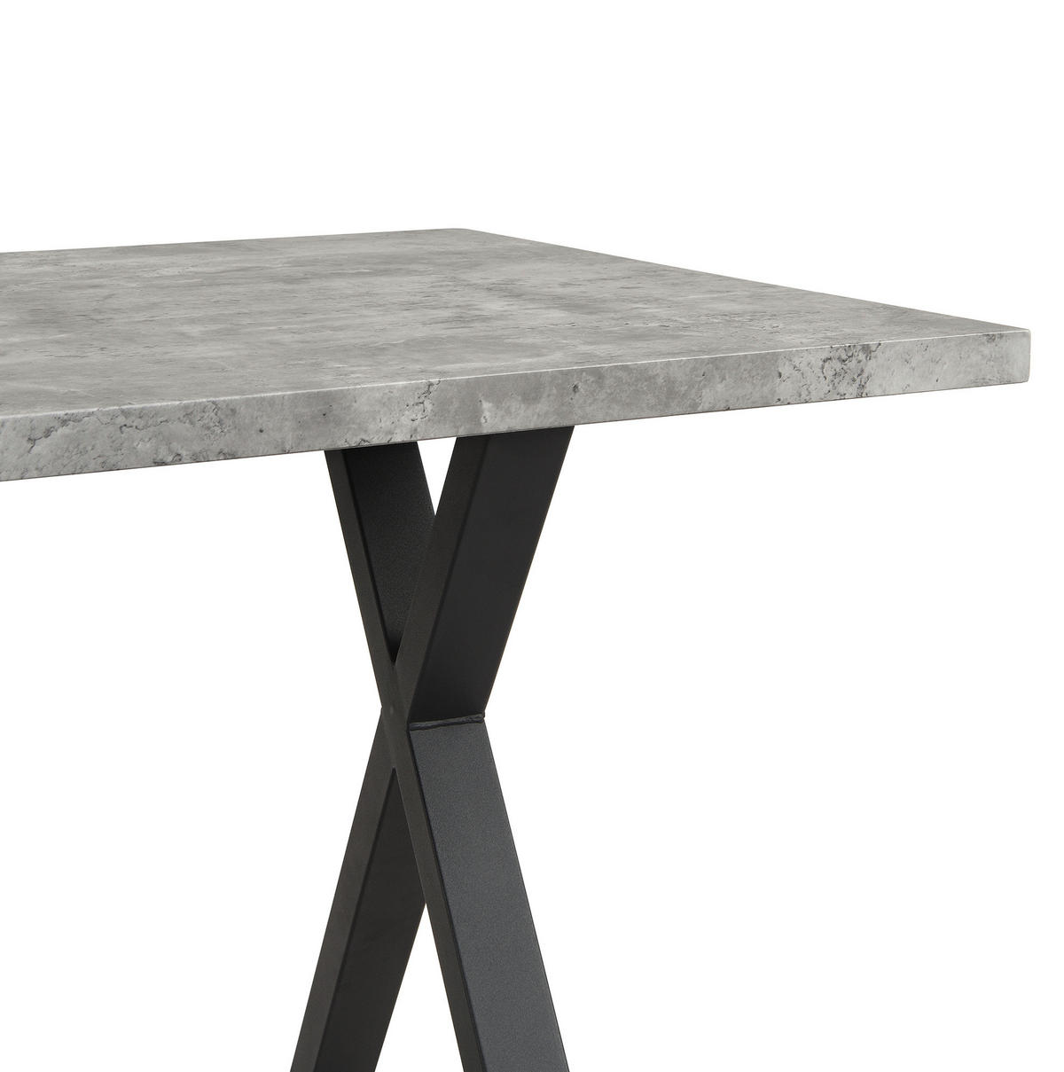 JEDÁLENSKÝ stôl, 140/80/76 cm, MDF v betónovom dekore a čierny kov - sivá, kompozitné drevo (140/80/76cm) - BEAOK