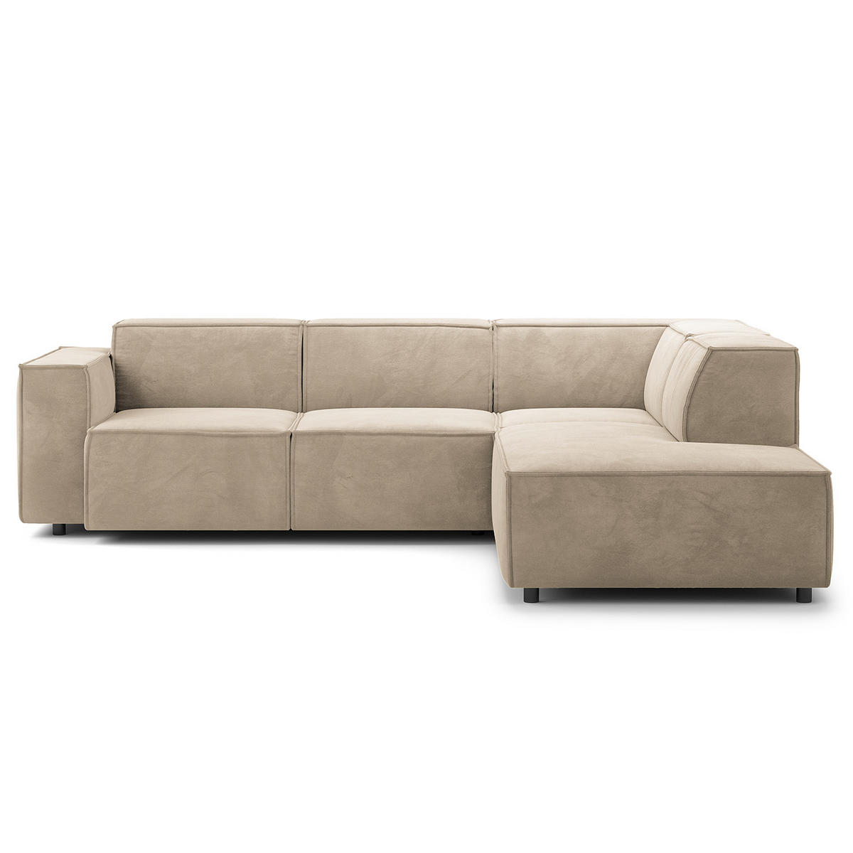 ECKSOFA mit Ottomane - Beige/Schwarz, Kunststoff/Textil (260/234cm) - home24