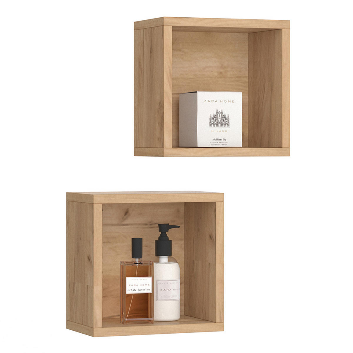 BADSCHRANK Senyo Goldkraft Eiche 25 x 25 cm 2er Set - Eiche Wotan/Sonoma Eiche, Holzwerkstoff (25/25/15cm) - Vicco