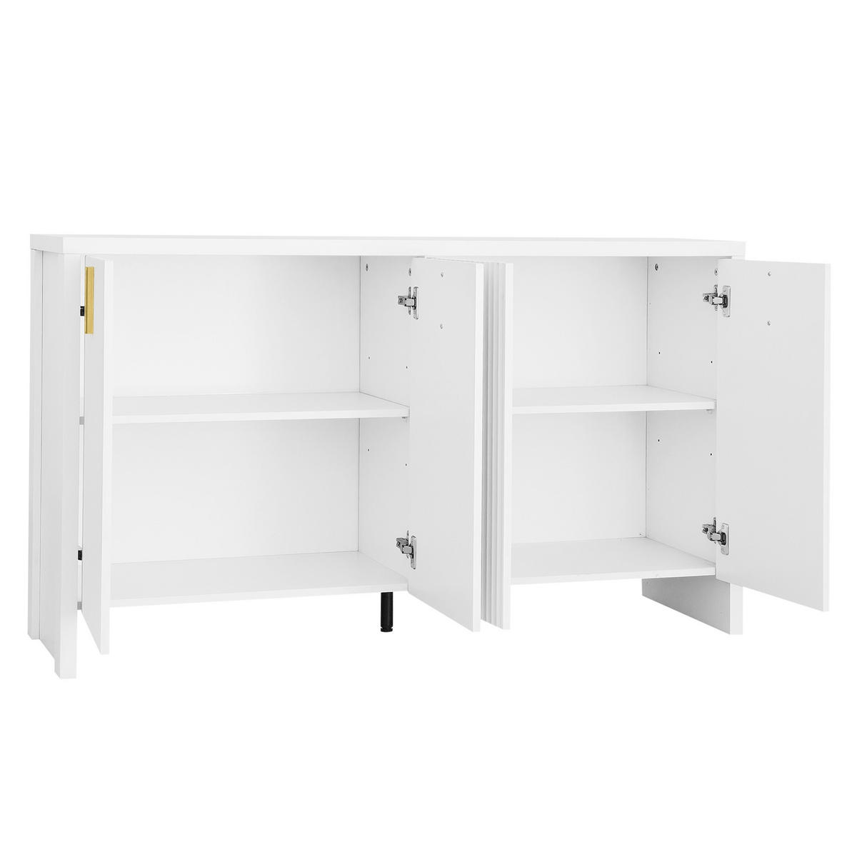 SIDEBOARD weiß Goldgriffe verstellbar - Weiß, Holzwerkstoff (140/80/38cm) - LEBENLANG