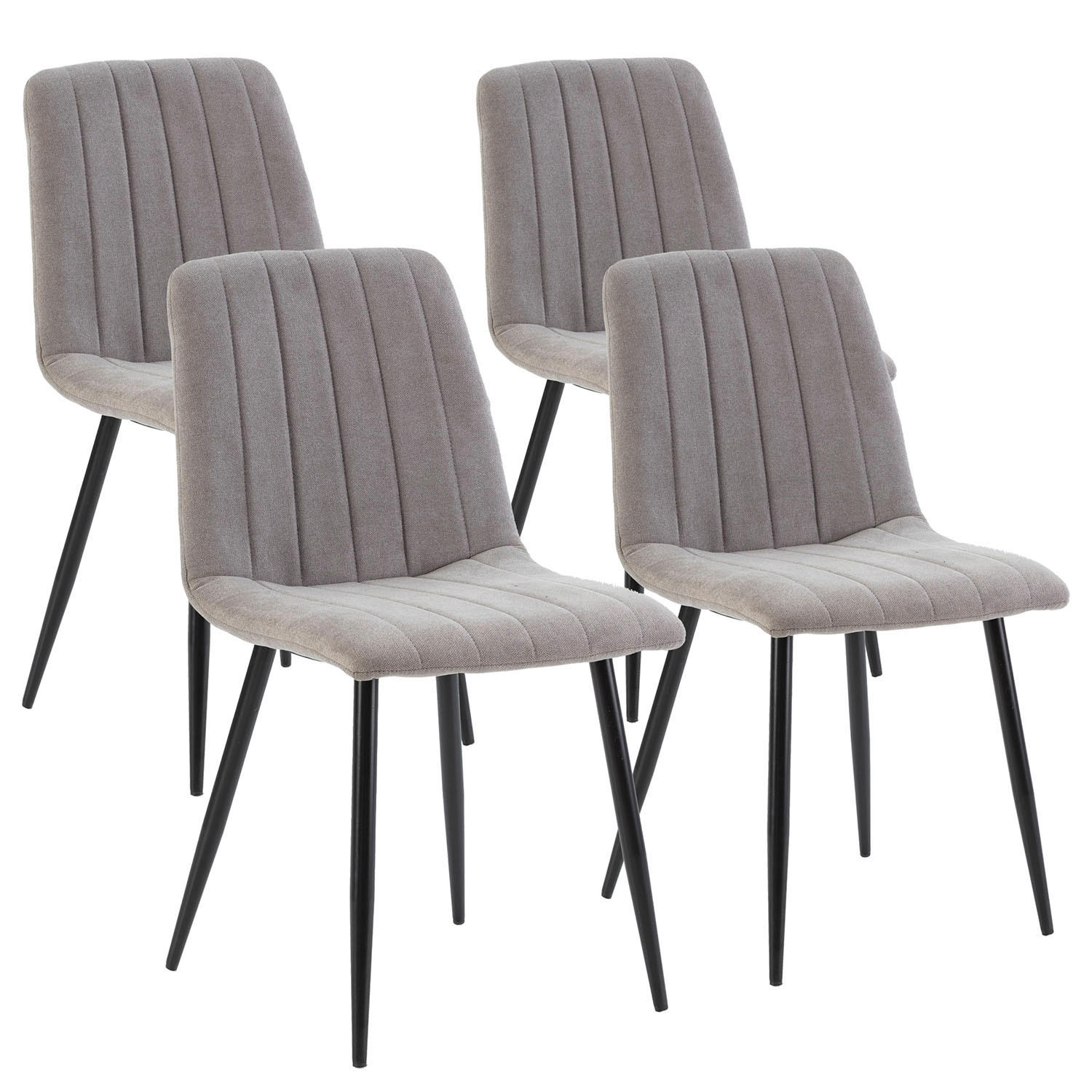 STUHL 4er-Set Sagi grauem Stoff - Grau, Textil/Metall (45/84/56cm) - VS Venta-stock