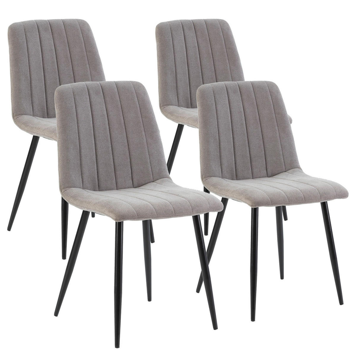STUHL 4er-Set Sagi grauem Stoff - Grau, Textil/Metall (45/84/56cm) - VS Venta-stock