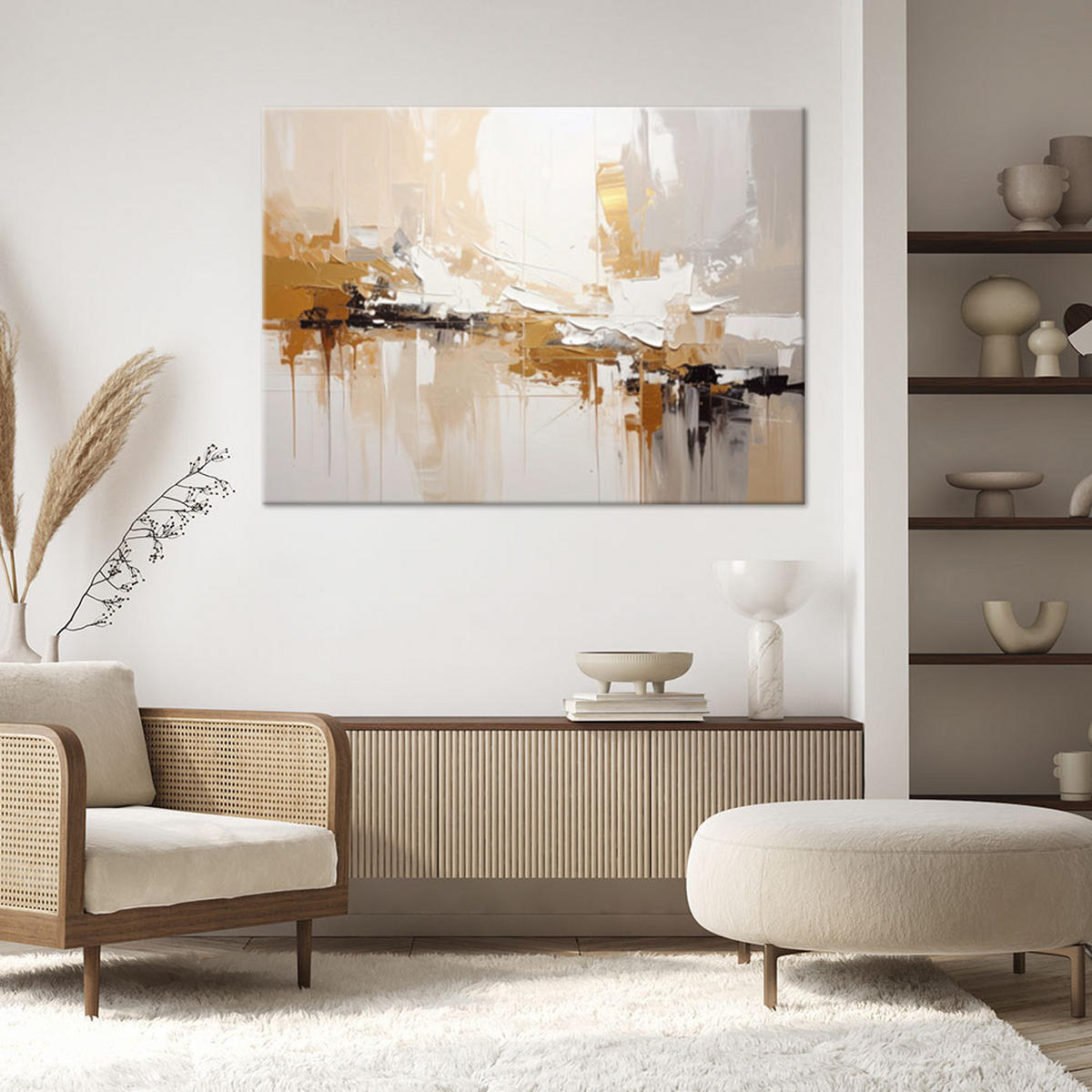 LEINWANDBILDER, Abstraktion in warmen Beigetönen - Beige, Textil (120/80cm) - Feeby
