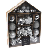 WEIHNACHTSKUGELN Set 32 Stück - Silberfarben, Kunststoff (24/32/6cm) - Home Styling Collection