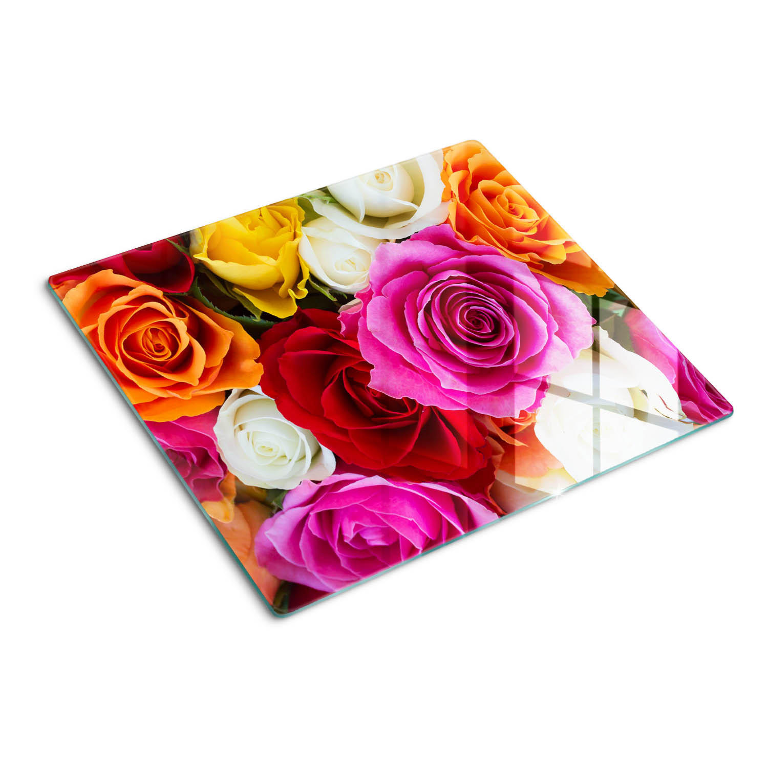 GLASPLATTE 60x52 cm Bunte Rosen - Multicolor, Glas (60/0.4/52cm) - TULUP