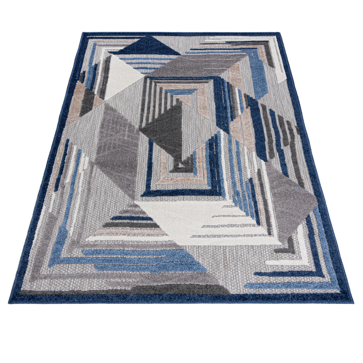 TEPPICH In-Outdoor Blau Abstract - Kurzflor Rechteckig Grau - 120 x 170 cm - Blau/Grau, Textil (120/170cm) - Mazovia