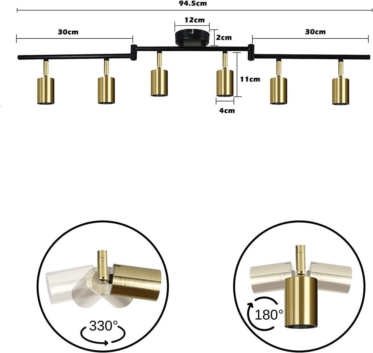 DECKENSTRAHLER Higurashi 14.5/10/34cm - Goldfarben, Metall (14.5/10/34cm) - ZMH