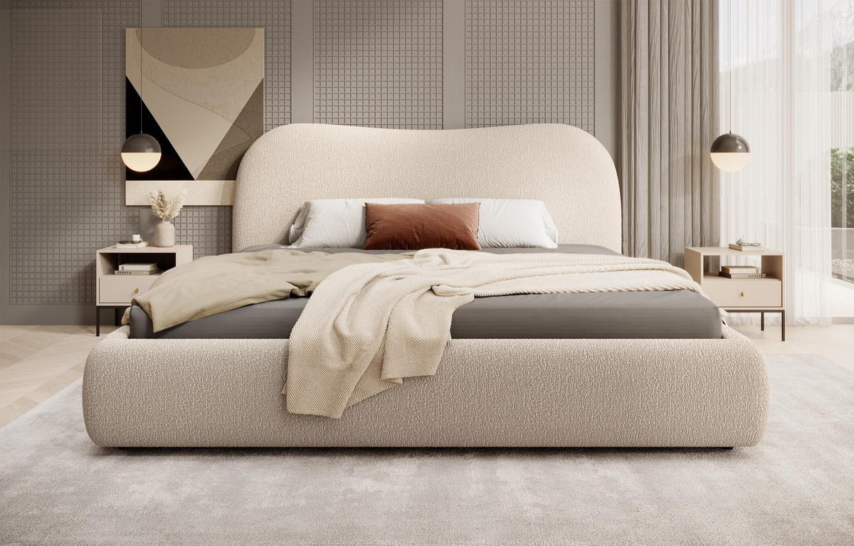 POLSTERBETT SIMSALO Beige 160x200 cm - Beige/Schwarz, Kunststoff/Textil (160/200cm) - Selsey