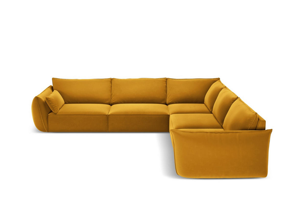 WENDBARES-ECKSOFA Kaelle aus Samt gelb 7 Sitzplätze - Gelb, Textil (286/286cm) - Micadoni