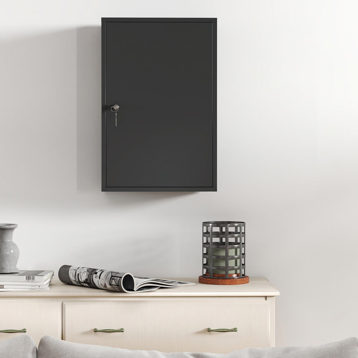 MEDIZINSCHRANK Metall Schwarz - Schwarz, Metall (18/60/40cm) - Kleankin