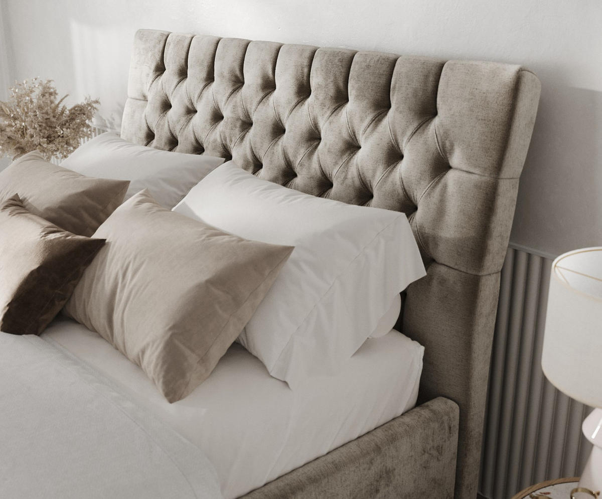 POLSTERBETT Lira 140/200 cm Beige im Lotta Stoff - Beige/Naturfarben, Holz/Holzwerkstoff (140/200cm) - AltaBeds