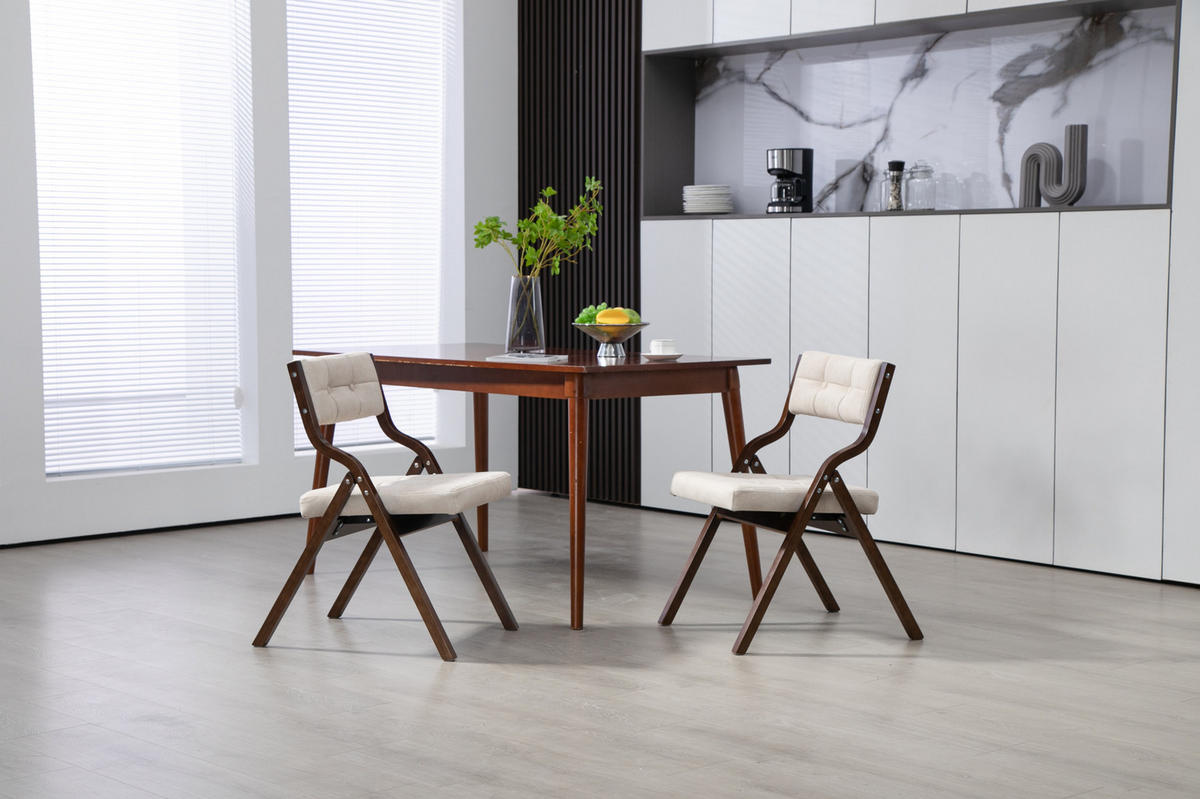 FALTSTUHL 2er-Set Creme mit gepolstertem Sitz und Rückenlehne - Creme, Holz (48/77/61cm) - MIVRAY