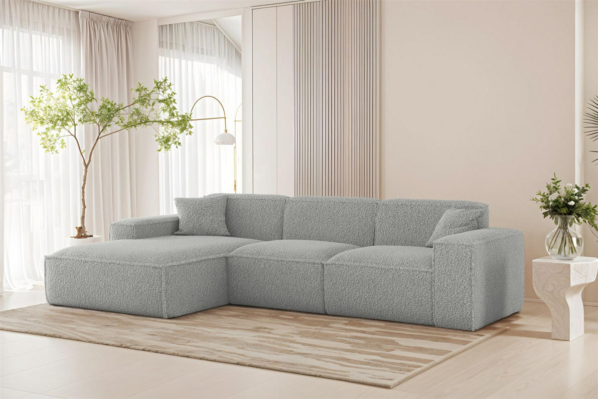 ECKSOFA Celes Premium In Sven - Hellgrau, Holzwerkstoff/Textil (266/165cm) - Fun Möbel