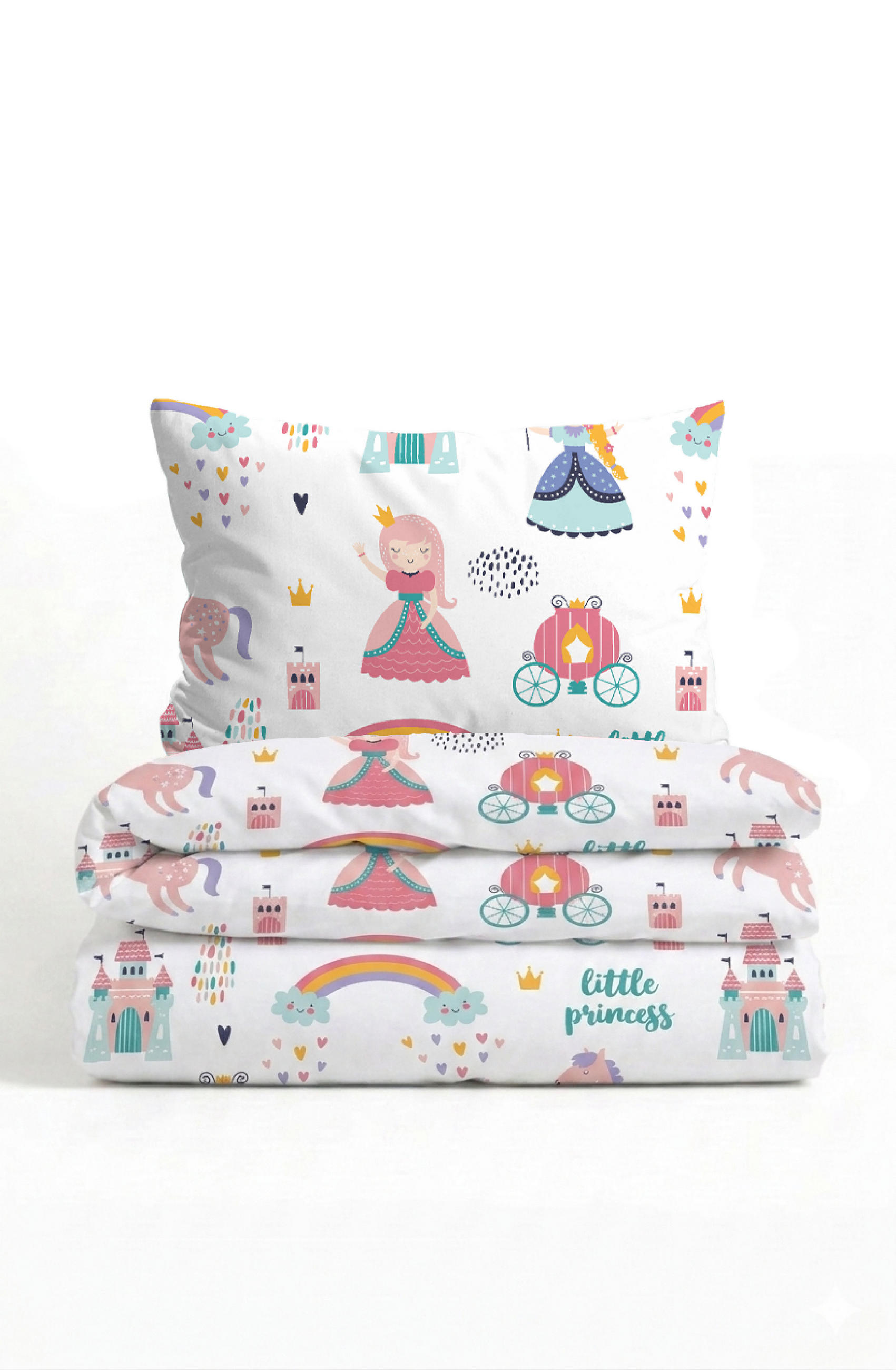 BETTWÄSCHE-GARNITUR Biber Little Princess weiss, 100x135 cm + 40x60 cm - Weiß, Textil (100/135cm) - biberna