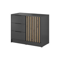 KOMMODE Nelly 3D Grau, Zweitürig mit Schubladen - Graphitfarben, Holzwerkstoff (105/86/45cm) - Bettso