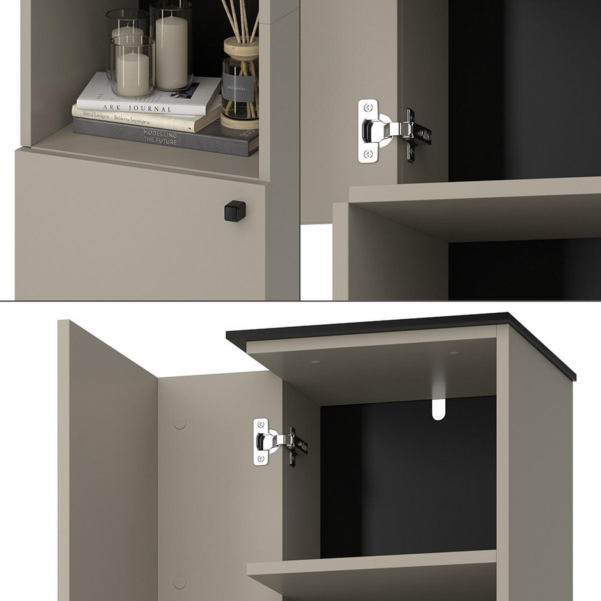 BADSCHRANK Joli Greige 37 x 192 cm mit 2 Türen - Greige, Holzwerkstoff (37/192/34cm) - Vicco