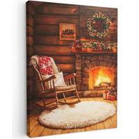 LEINWANDBILD Winter - Weihnachten - Zuhause - Kamin 30x40 cm - Bernsteinfarben, Textil (30/40cm) - MuchoWow