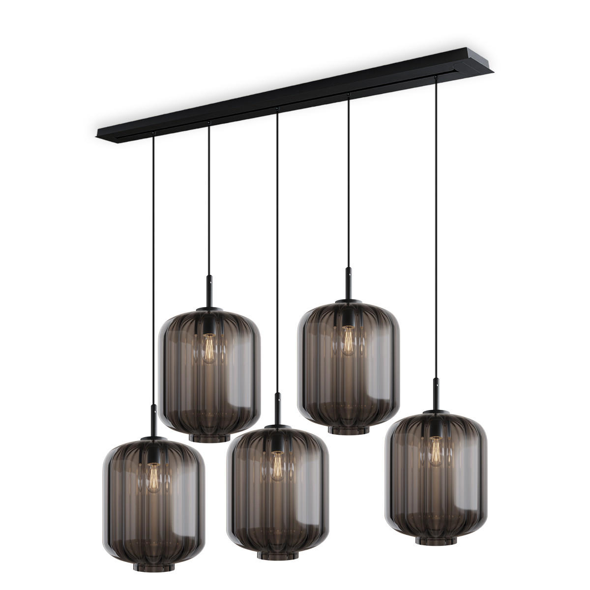 HÄNGELEUCHTE Velo 5-flammig Rauch Ø 25cm - Anthrazit/Schwarz, Glas (25/25/27cm) - s.luce