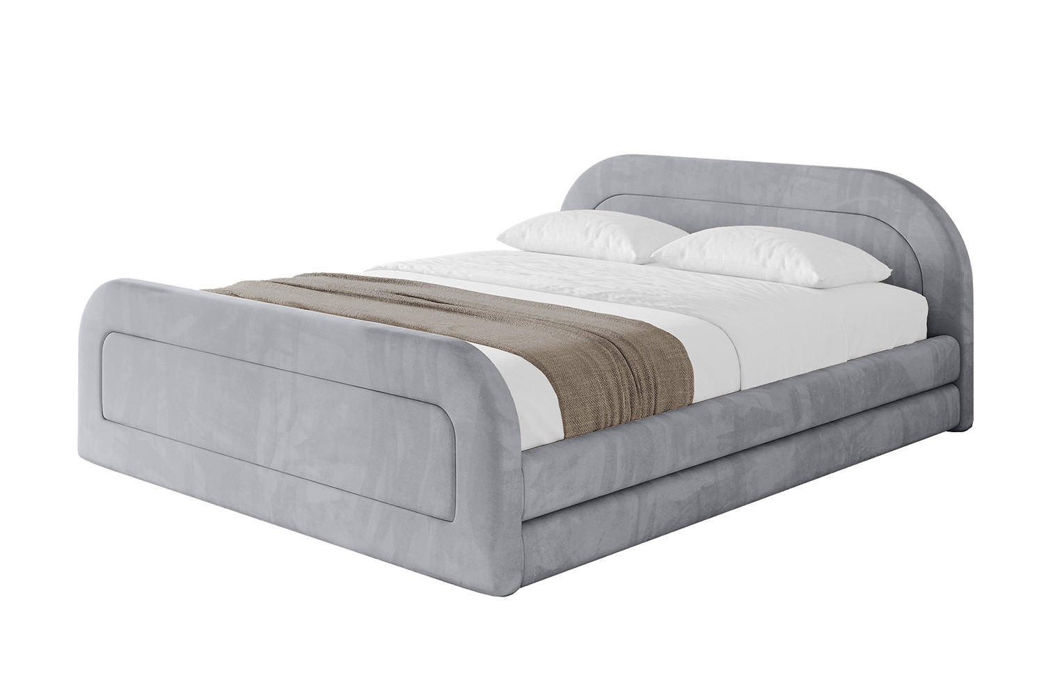 POLSTERBETT mit Bettkasten, Fußteil und Lattenrost, Boxbett mit Matratze H3/H4 - LERIS-v1-Z 120x200 Hellgrau - Hellgrau, Holzwerkstoff/Textil (120/200cm) - ALTDECOR