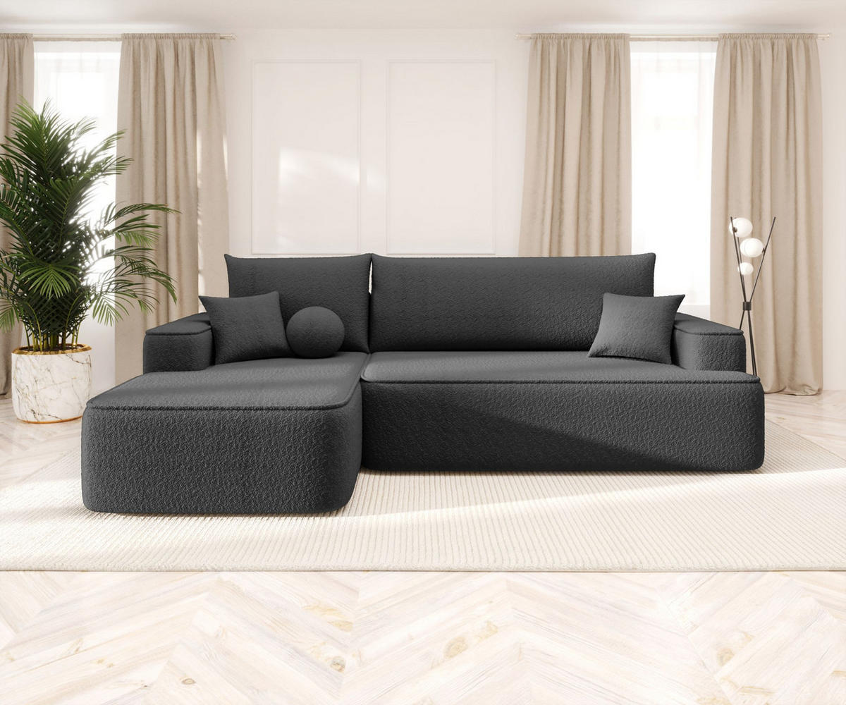 ECKSOFA mit Schlaffunktion FIGO Quelle 92 Links - Dunkelgrau, Textil (250/150cm) - Bedante