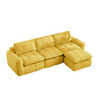 ECKSOFA DE-34464 L-Form mit Ottoman und Chenille-Bezug Gelb - Gelb, Textil (160/264cm) - ComfortXL