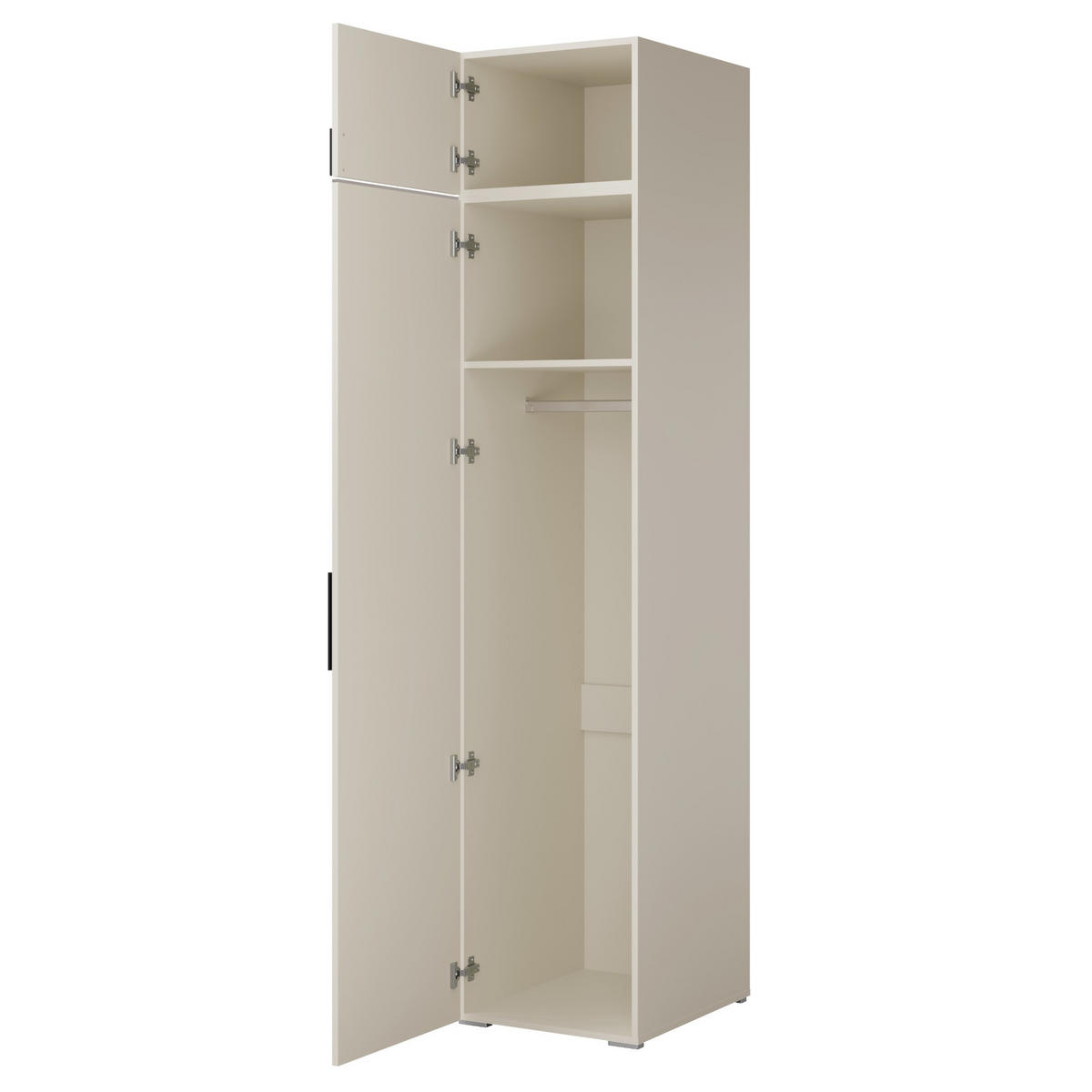 DREHTÜRENSCHRANK mit Aufsatz Napoli 1D 50 Kaschmir (schwarzer oder goldener Griff) - Kaschmir/Silberfarben, Holzwerkstoff/Kunststoff (50/35/60cm) - mzm24