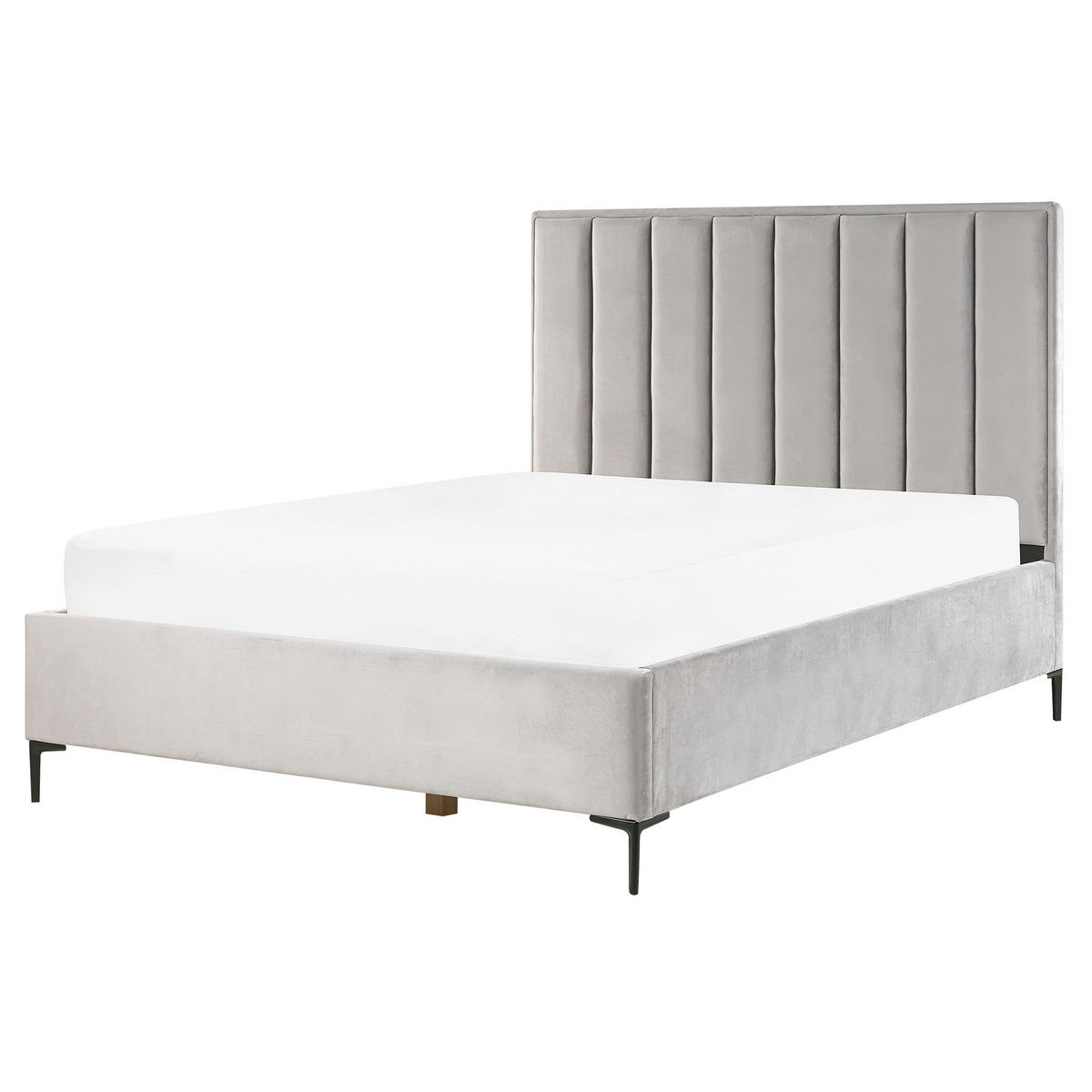 PAT TAPIȚAT 160x200 cm gri Sezanne - gri deschis, material textil (160/200cm) - Beliani