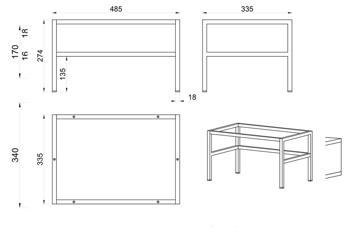 NACHTSCHRANK Evo Graubeige mit Metallgestell 50 cm - Greige/Schwarz, Holzwerkstoff/Metall (50/44/34cm) - Selsey