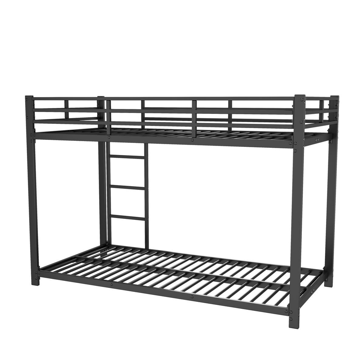 ETAGENBETT 90/200 cm aus Metall in Schwarz – platzsparend und stabil - Schwarz, Metall (90/200cm) - BEAOK