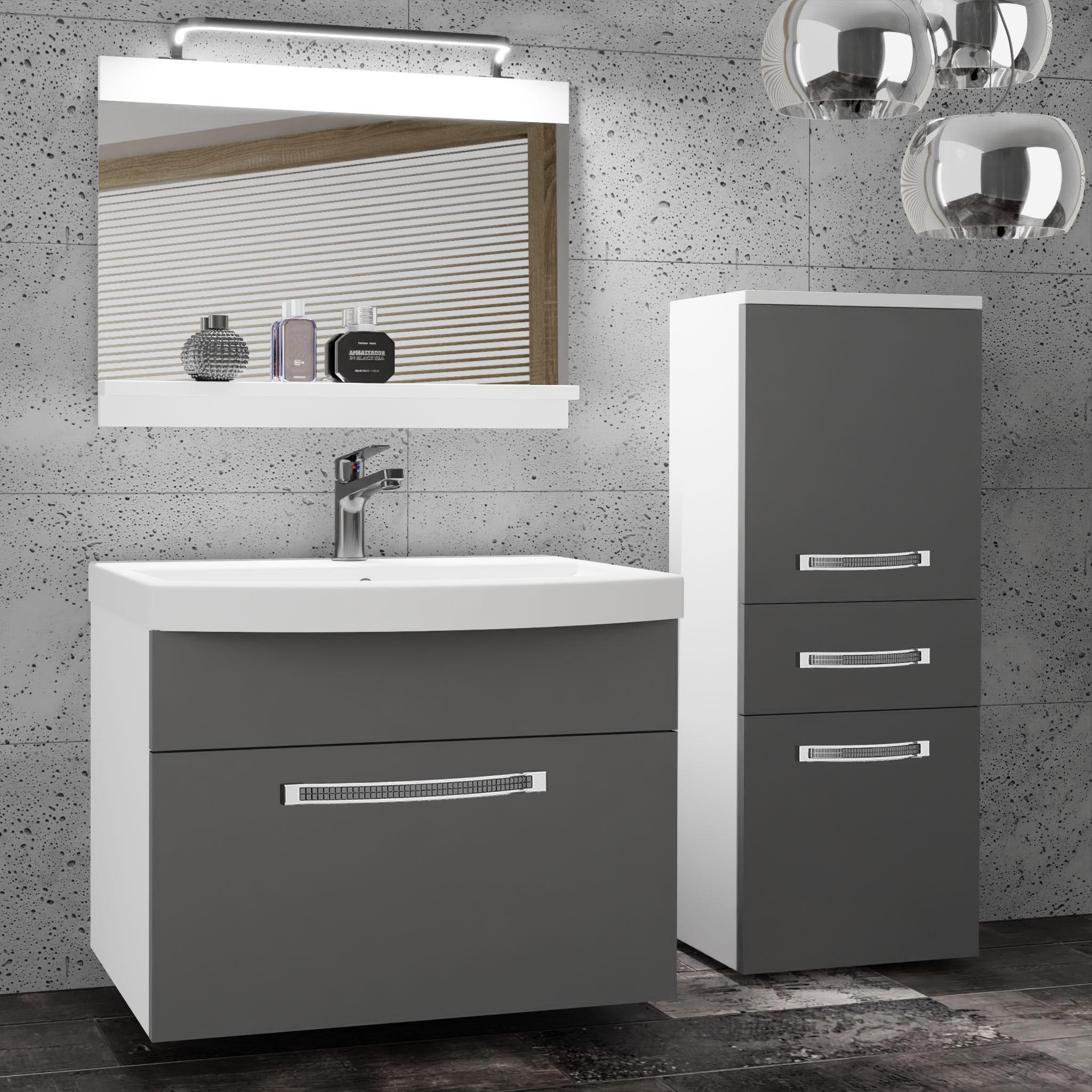 BADMÖBEL Badezimmer Grau, Matt - Grau, Holz (100/81/40cm) - B BELINI GROUP