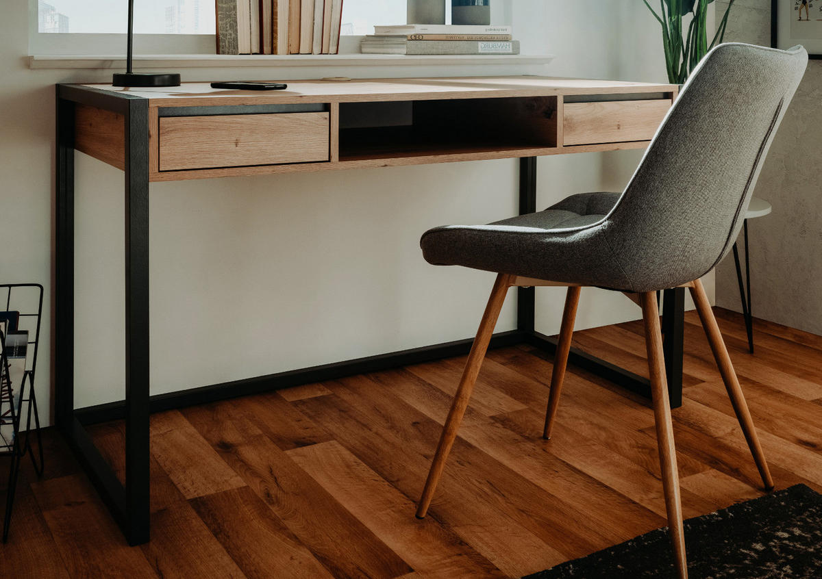 SCHREIBTISCH Artisan Eiche, anthrazit 120 cm, Industrial Design, Tisch mit Schubladen - Anthrazit/Eiche Artisan, Holzwerkstoff (120/60/75cm) - Furn.Design