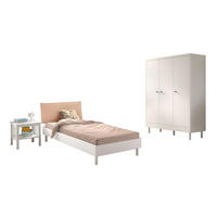 JUGENDZIMMER SET 90x200 Keeley Buche Weiß Holz Schrank Komfort Stabil - Weiß, Holz (55/190/146cm) - 58aufmkessel