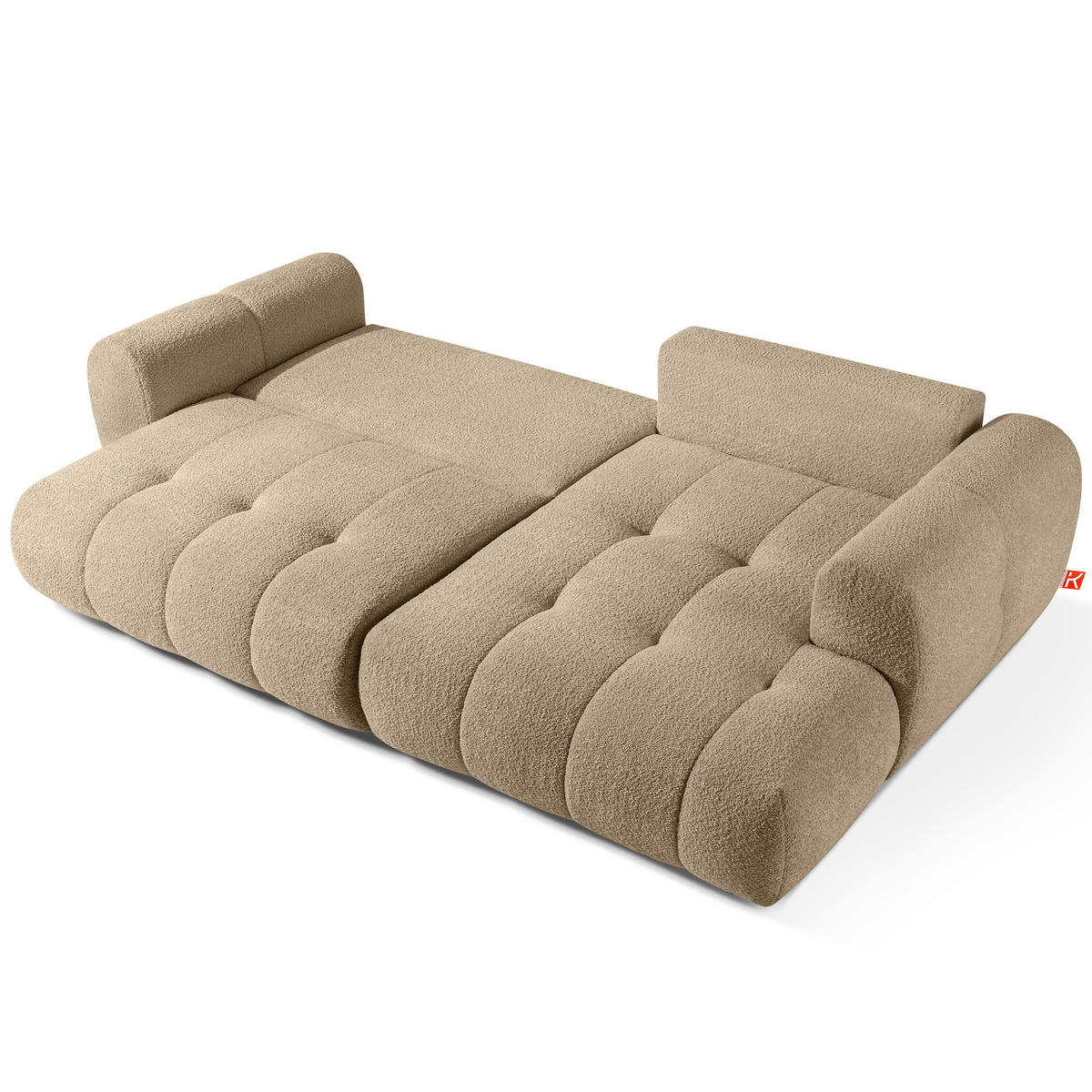 ECKSOFA RECHTS LIRA, Beige, Bouclé - Beige, Holz/Holzwerkstoff (295/112cm) - KONSIMO®