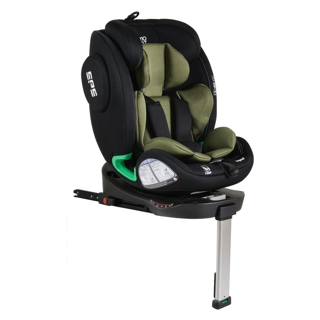 KINDERSITZ Legend i-Size grün (40-150cm) Isofix 360 Grad-Drehung Stützbein SPS - Grün, Kunststoff (46/60/50cm) - Moni