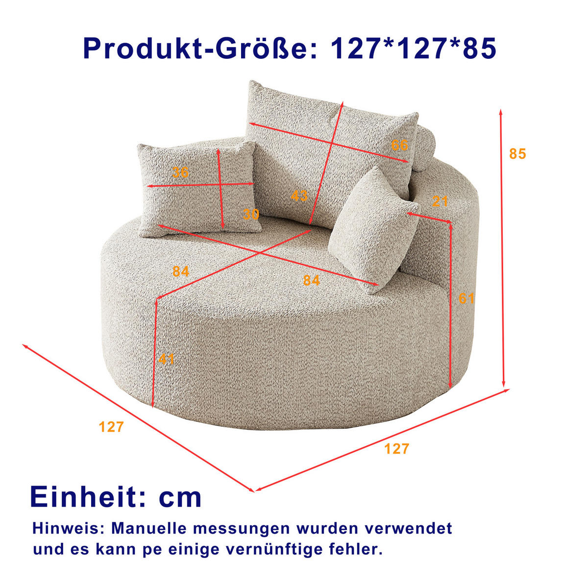 STOFFSOFA Chenille Khaki, Polstersessel mit Rückenkissen, Kuschelsessel - Braun, Textil (127/82/127cm) - PARAFTA HOME