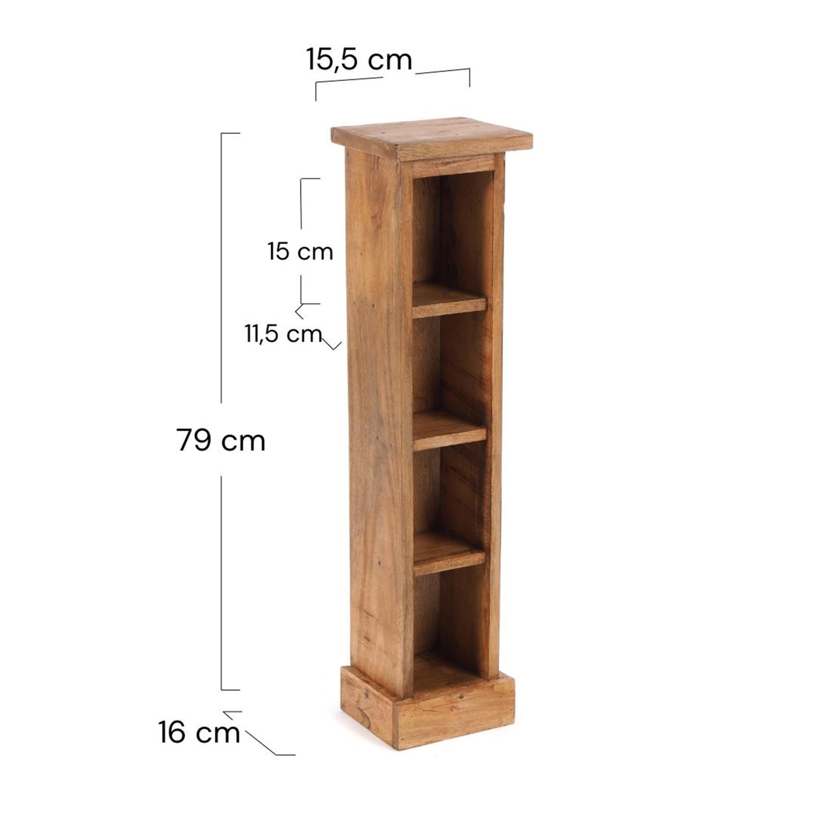 CD REGAL TOWER Mahagoni Massivholz, 4 Fächer 08 honigfarben gewachst - Honig, Holz (16/76/15cm) - DESIGN DELIGHTS