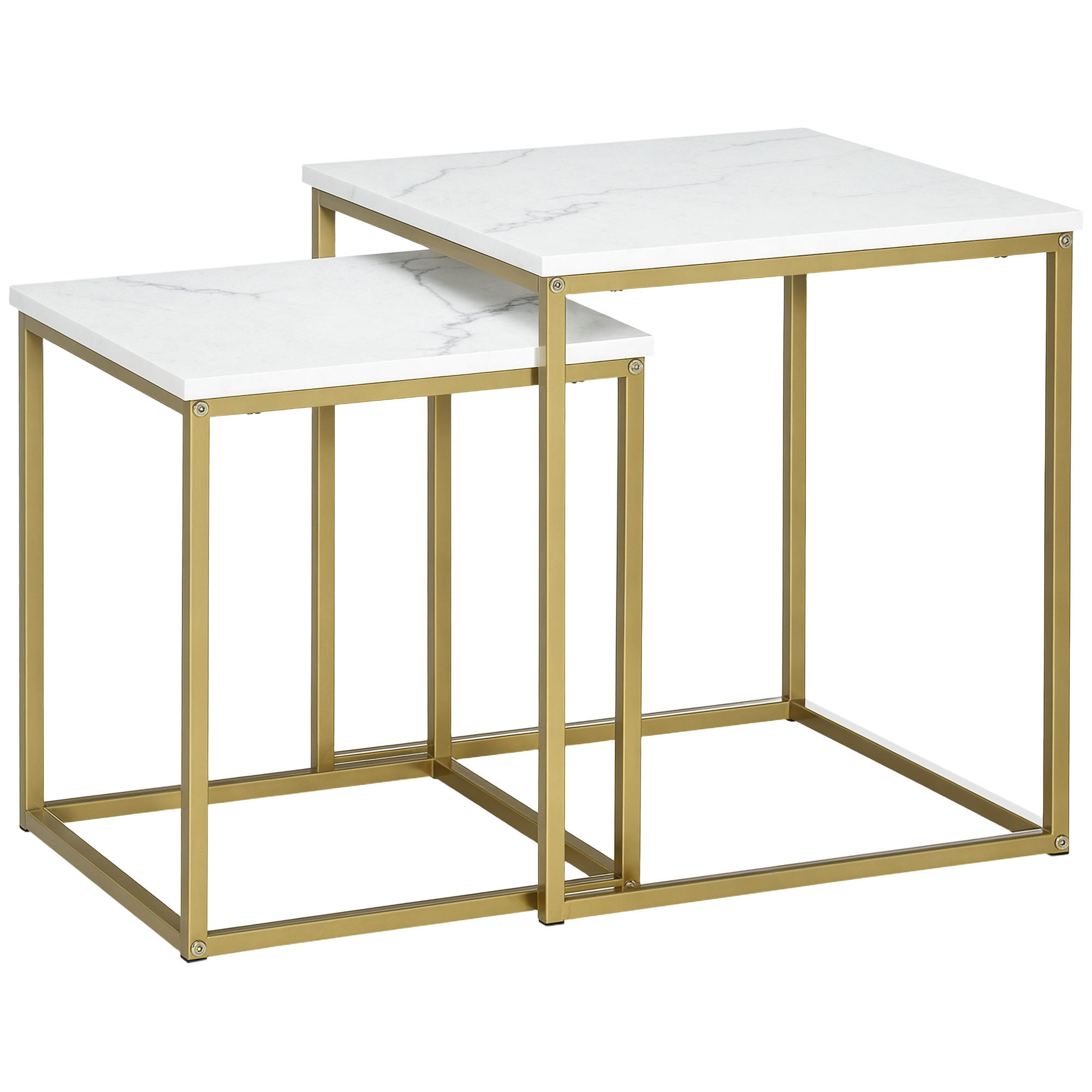 COUCHTISCH DE-15823 2er-Set Art déco Weiß - Weiß, Holzwerkstoff (45/45/50cm) - ComfortXL