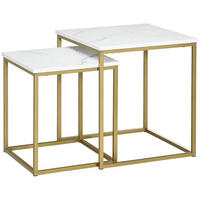 COUCHTISCH DE-15823 2er-Set Art déco Weiß - Weiß, Holzwerkstoff (45/45/50cm) - ComfortXL