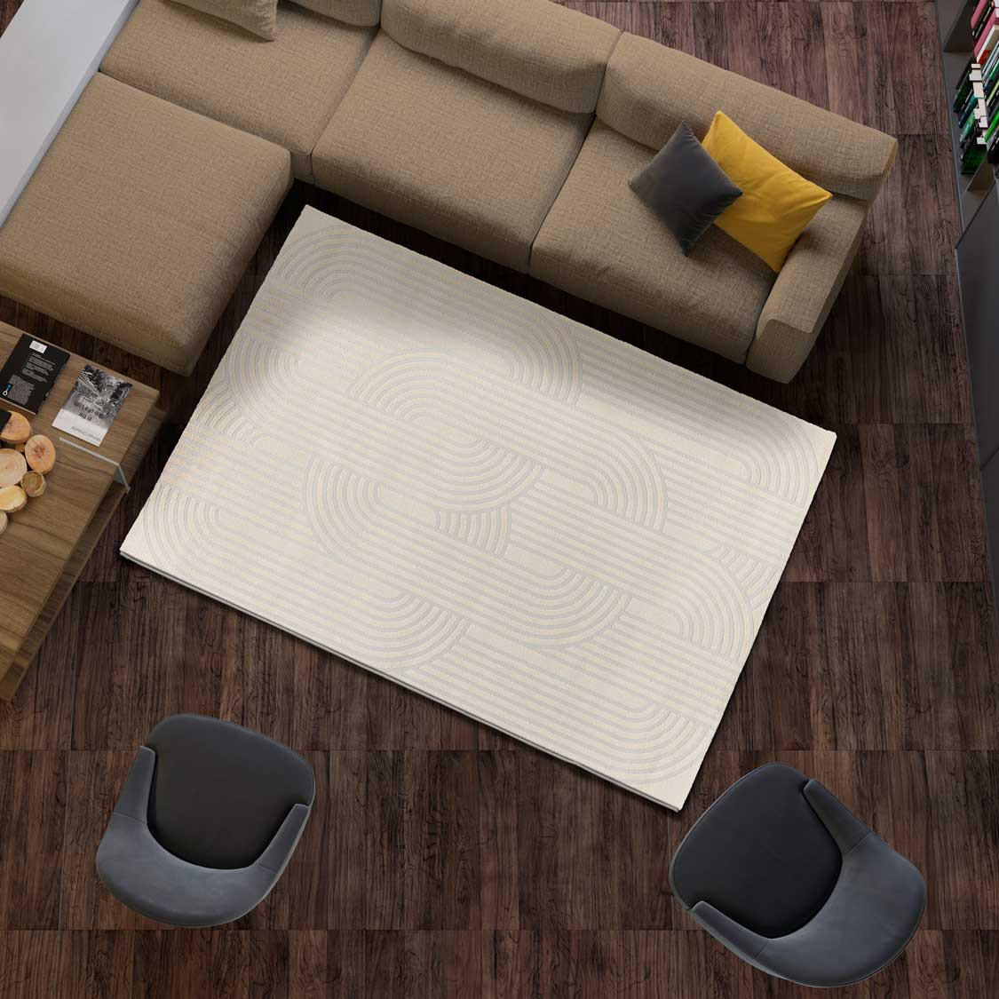 Thumbnail - Atticgo Webteppich, Creme, Silber, Textil, Grafikmuster, Rechteckig, 160x230 cm, Oeko-Tex® Standard 100, für Fußbodenhei...