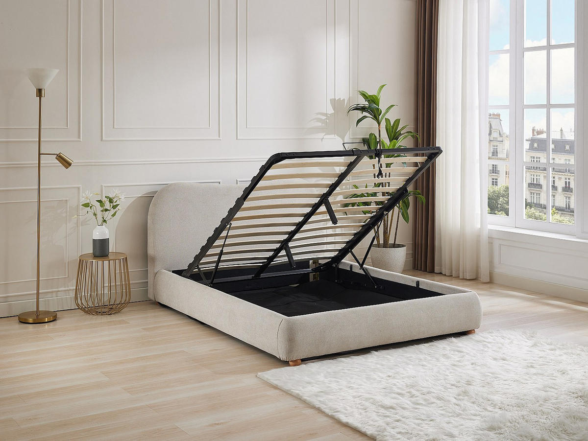 BETT mit Bettkasten - 2 Personen - Stoff - Beige - - Beige, Textil (140/190cm) - Vente-Unique