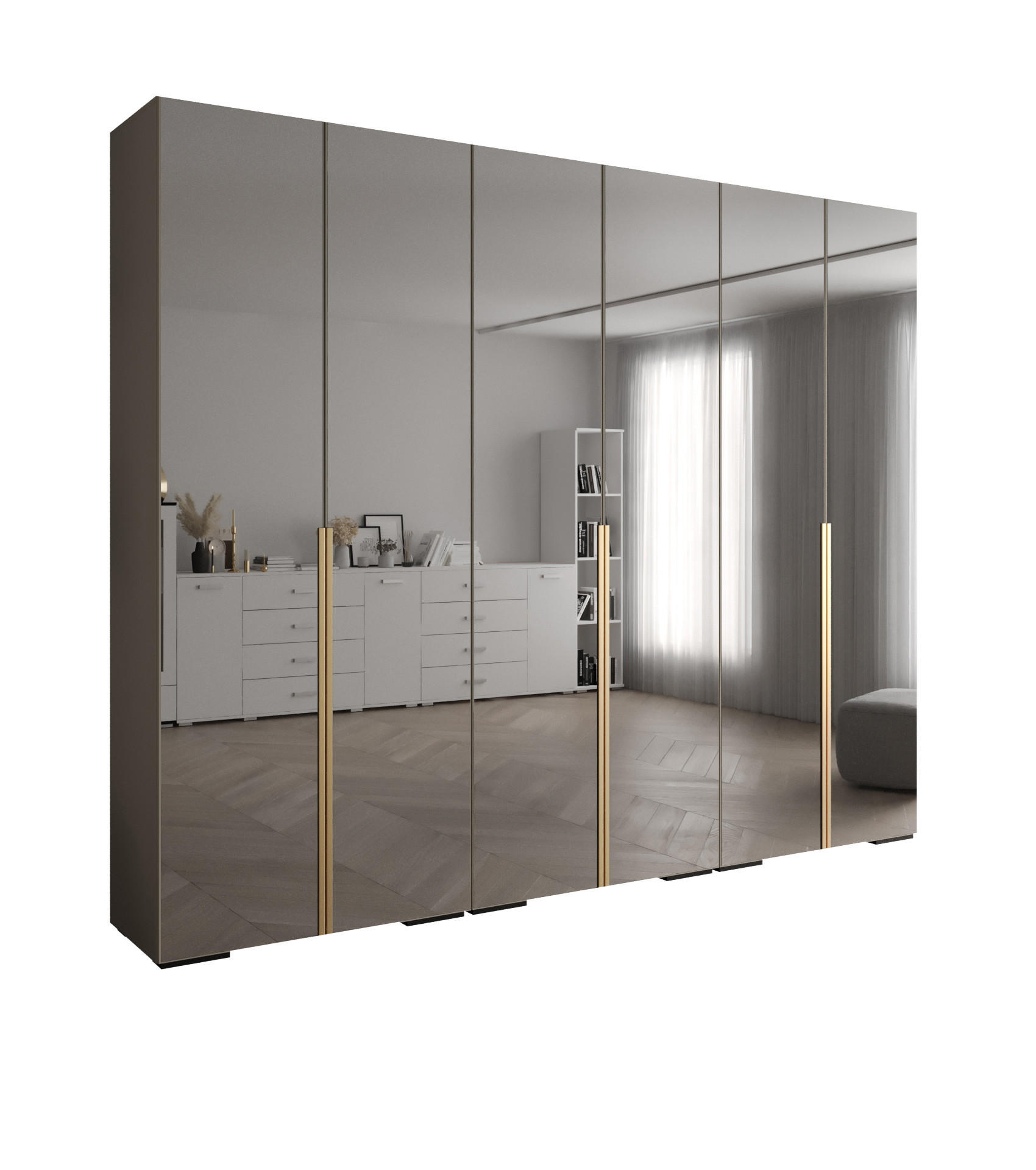 DREHTÜRENSCHRANK 236.7/300/47 6-türig - Kaschmir/Goldfarben, Holz/Metall (300/236.7/47cm) - Abiks Möbel
