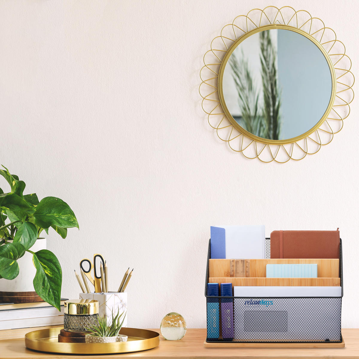 DRŽIAK na papiere - viacfarebná, kov/drevo (29/20/14cm) - Relaxdays