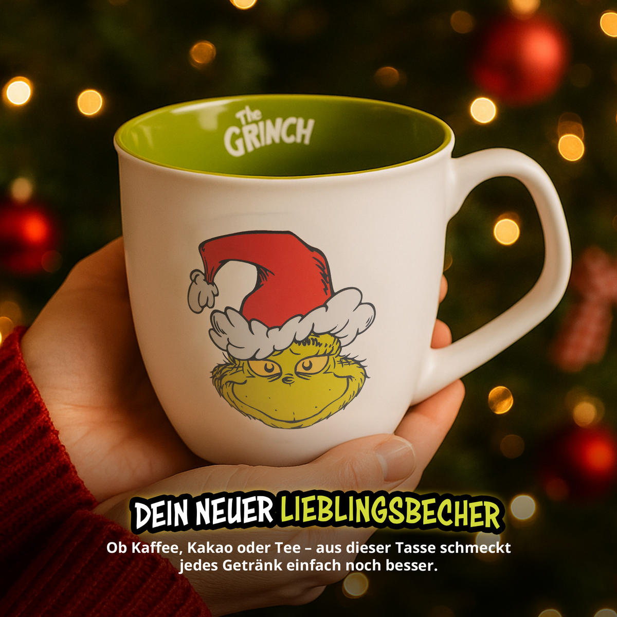 KAFFEEBECHER The Grinch Weiß/Grün 350 ml - Grün, Keramik (0.35L) - United Labels