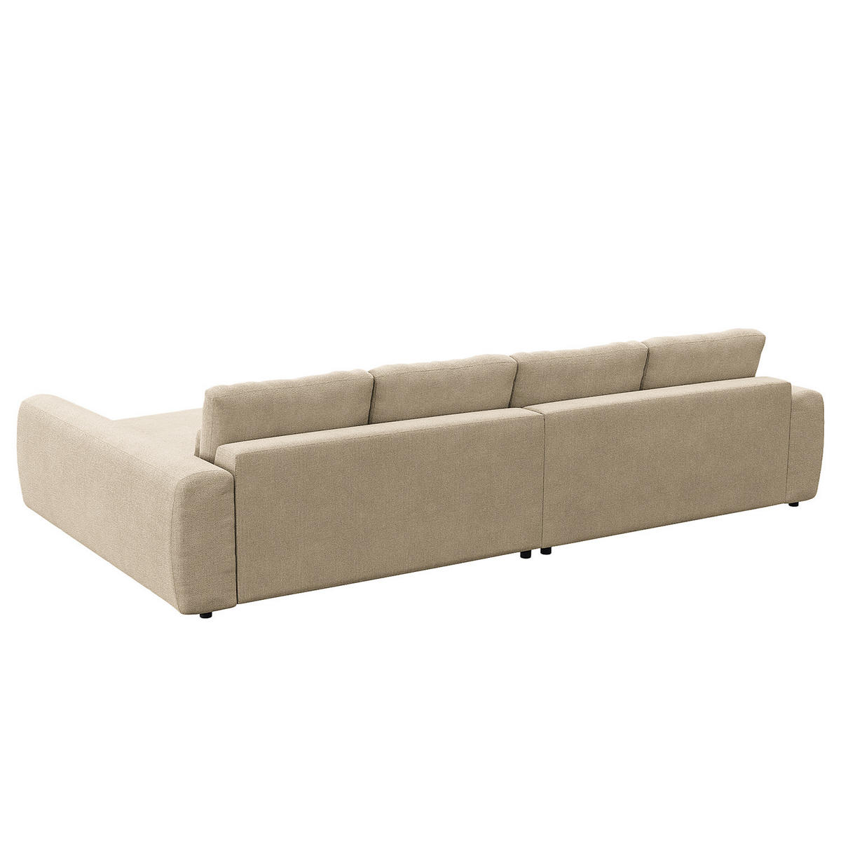 ECKSOFA mit XXL-Longchair - Beige/Schwarz, Kunststoff/Textil (323/182cm) - home24