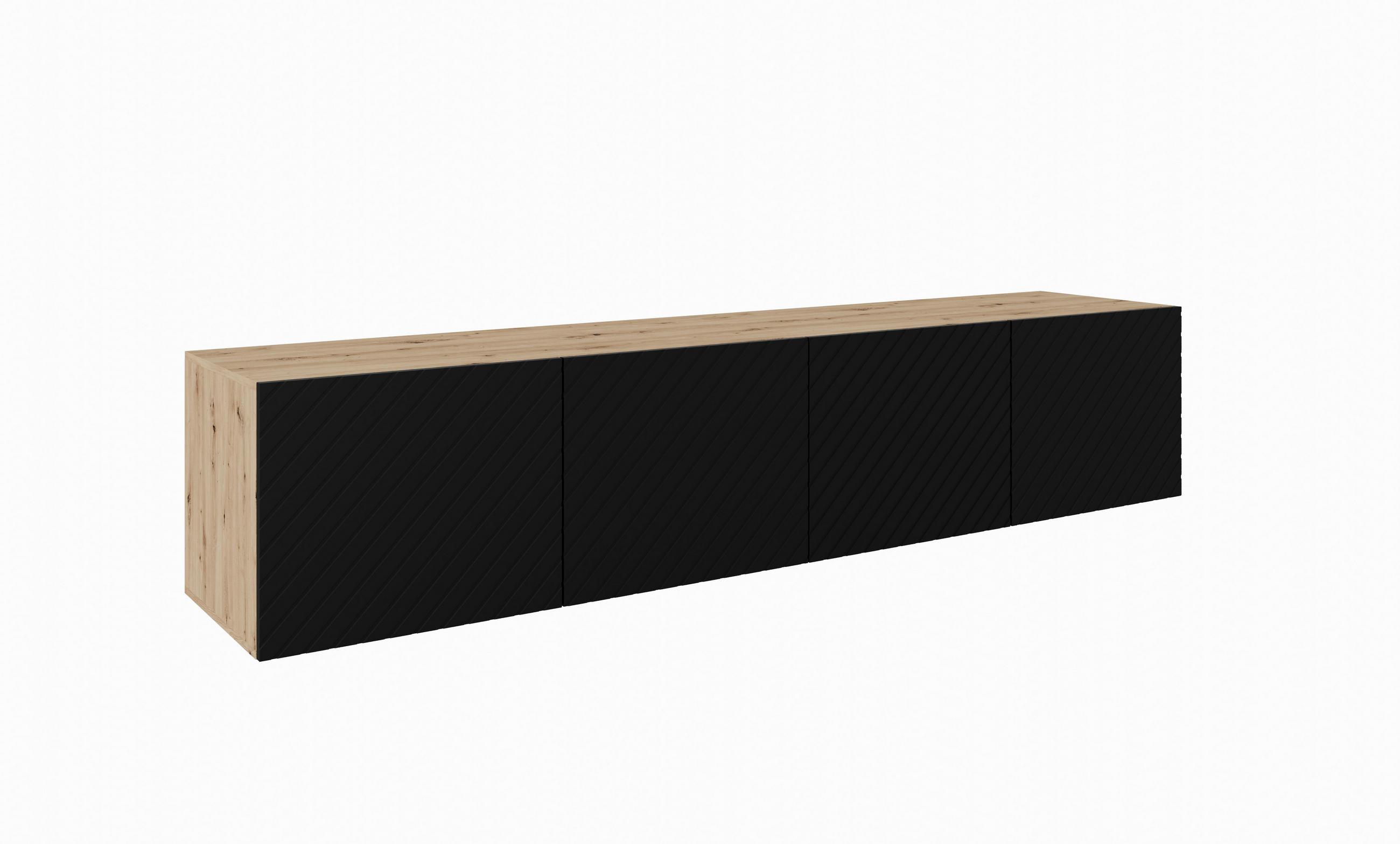 Meblini Tv-Schrank Eiche Artisan, Schwarz 200x41x40 cm