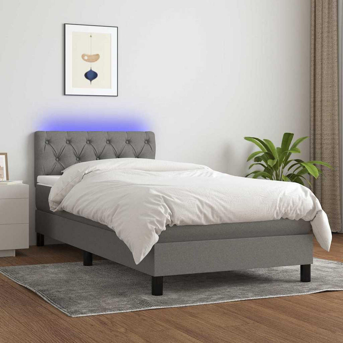 BOXSPRINGBETT 80/200 Cm Grau Gewebe - Grau, Textil (80/203cm) - vidaXL