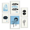 POSTER Set Mit 6 In Schwarzer Tinte Meerestiere Kunstdrucke Von Meer Und Ozean Für Innenarchitektur A3 & A4 Weißer Rahmen - Weiß, Papier (29/3cm) - Nacnic