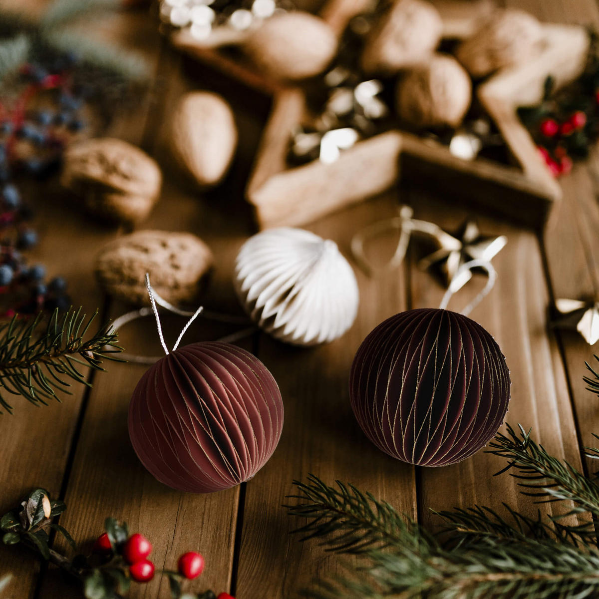 WEIHNACHTSBAUMSCHMUCK SET, 12 pieces Mehrfarbig 8/8/8 cm - Multicolor, Papier (8/8/8cm) - Mobili Rebecca